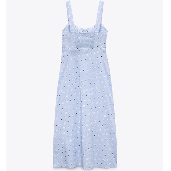 ZARA FLORAL PRINT LINEN MIDI DRESS - Picture 5 of 5